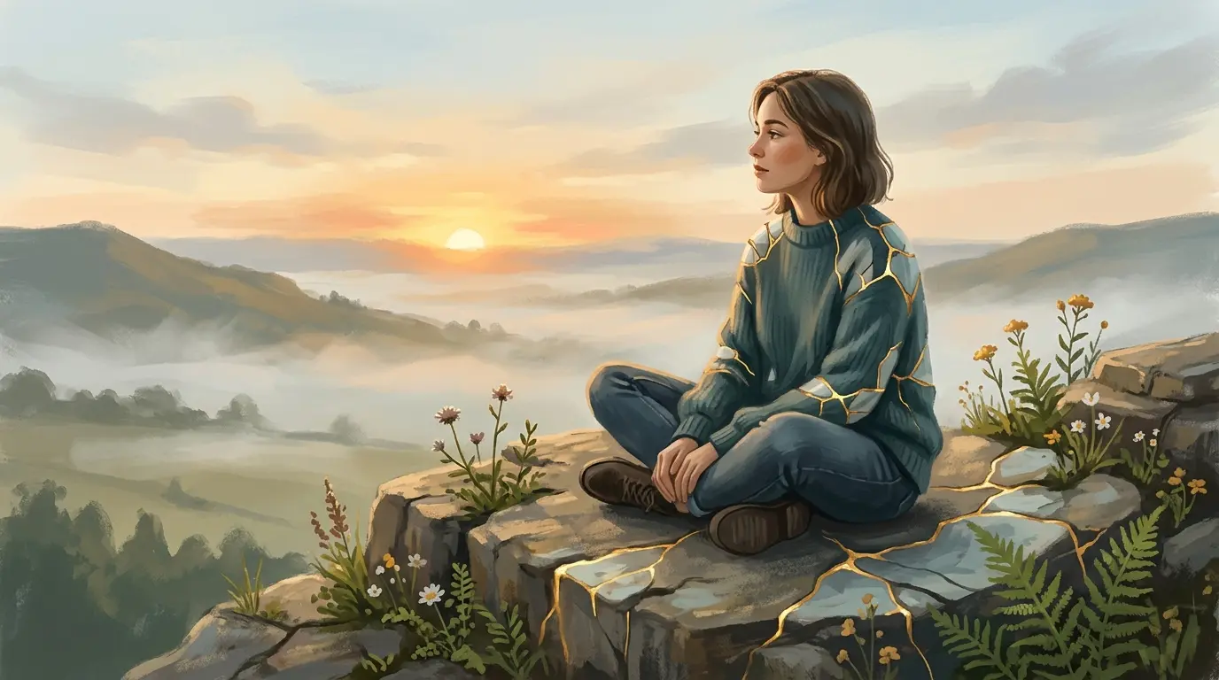 Woman meditating on a rock