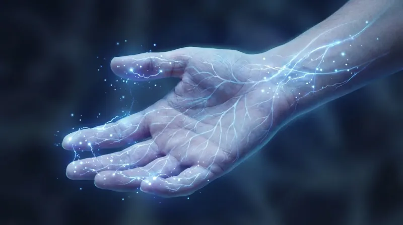 Abstract neural network of branching blue lines with golden nodes, symbolizing the nervous system and its role in health.