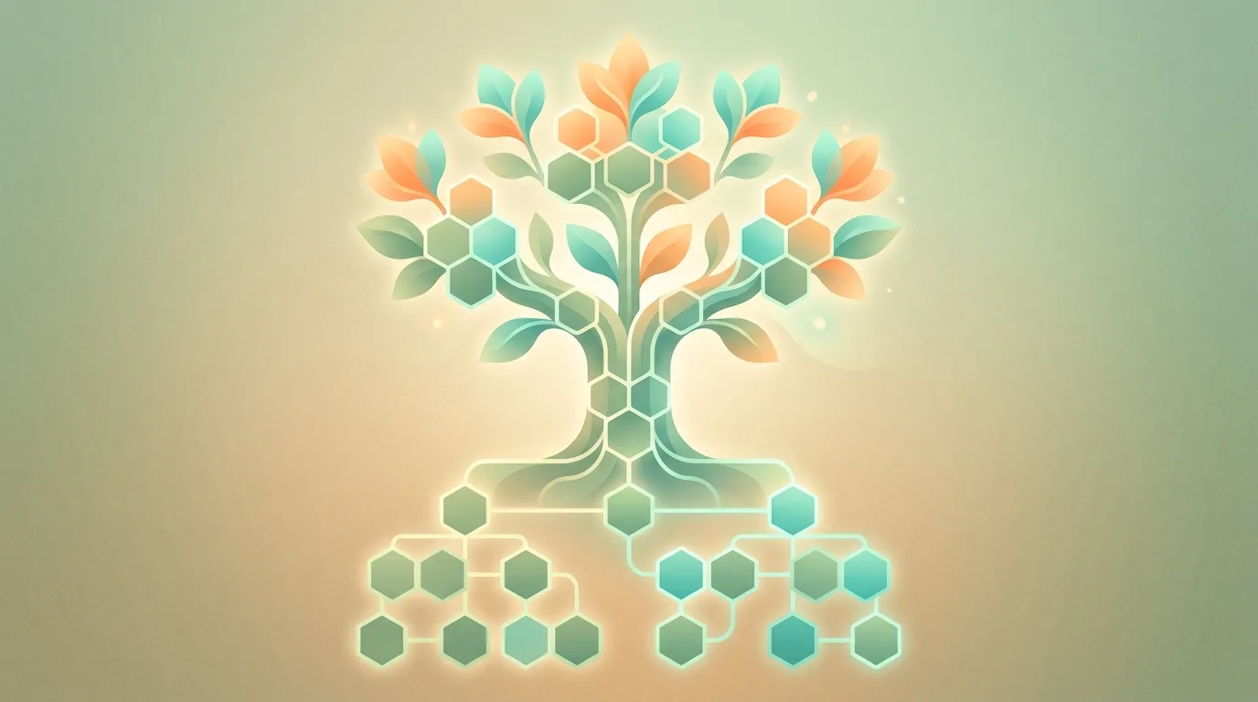 هيكل هندسي يتحول لنبتة خضراء يرمز لبرنامج الوقاية من الاحتراق الوظيفي