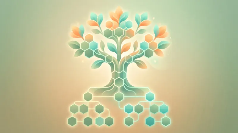 هيكل هندسي يتحول لنبتة خضراء يرمز لبرنامج الوقاية من الاحتراق الوظيفي