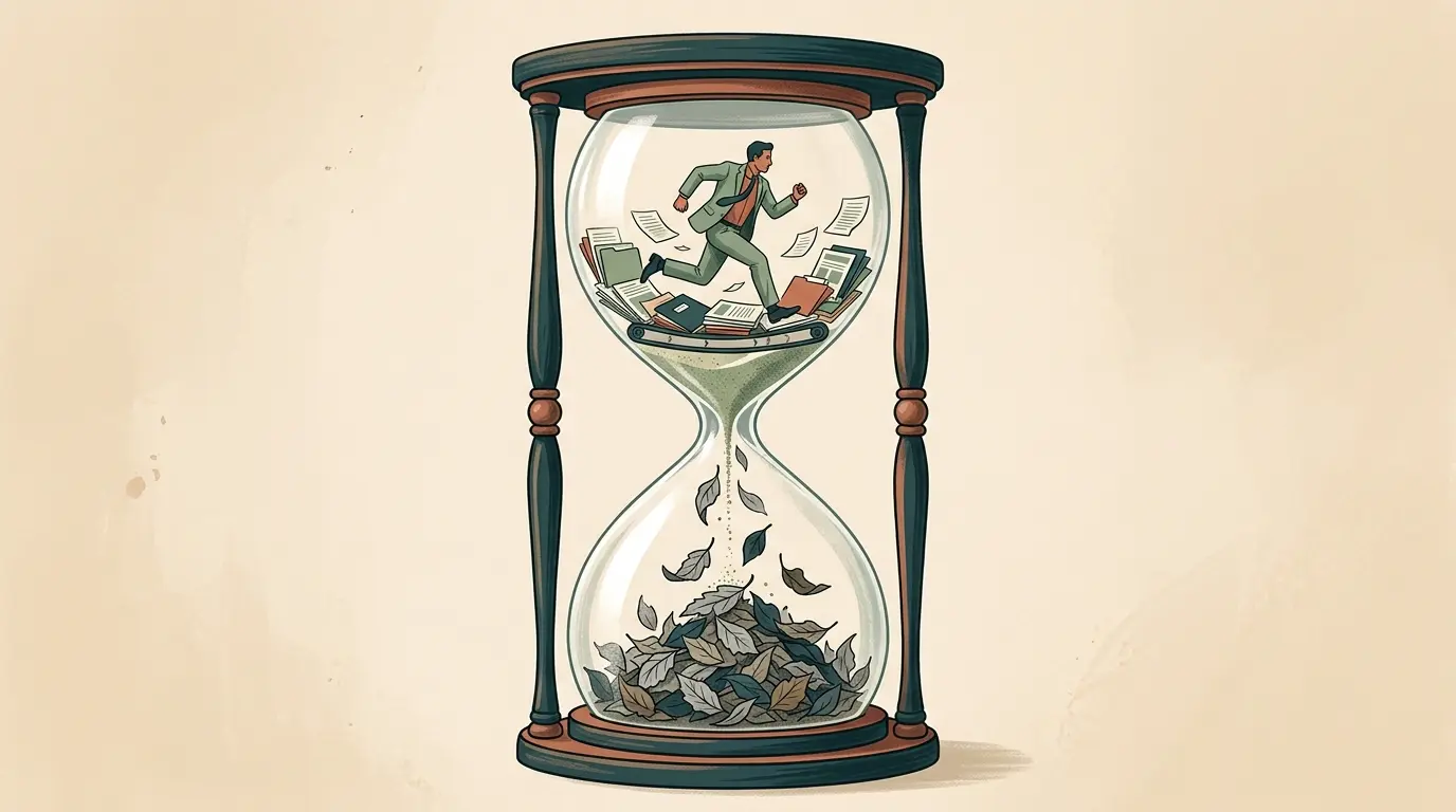 an hourglass resembling workaholism