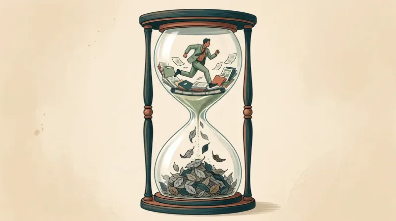 an hourglass resembling workaholism