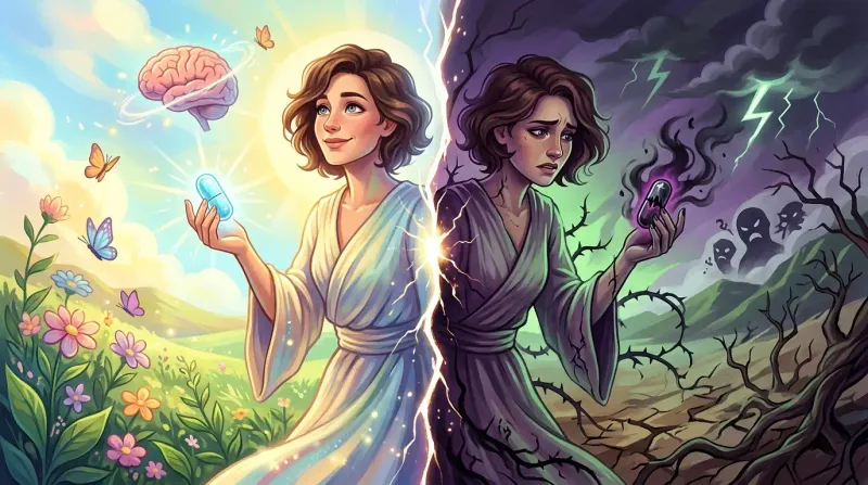 مخطط عضوي مضيء يرمز لتأثير المعتقدات على الصحة الجسدية والنفسية