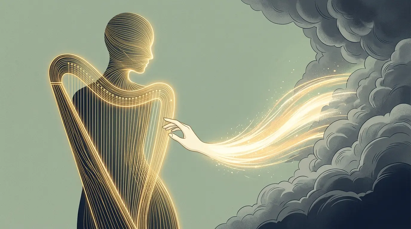 خيوط عنكبوت رقيقة مغطاة بقطرات الندى ترمز لقوة الحساسية وجمالها الخفي