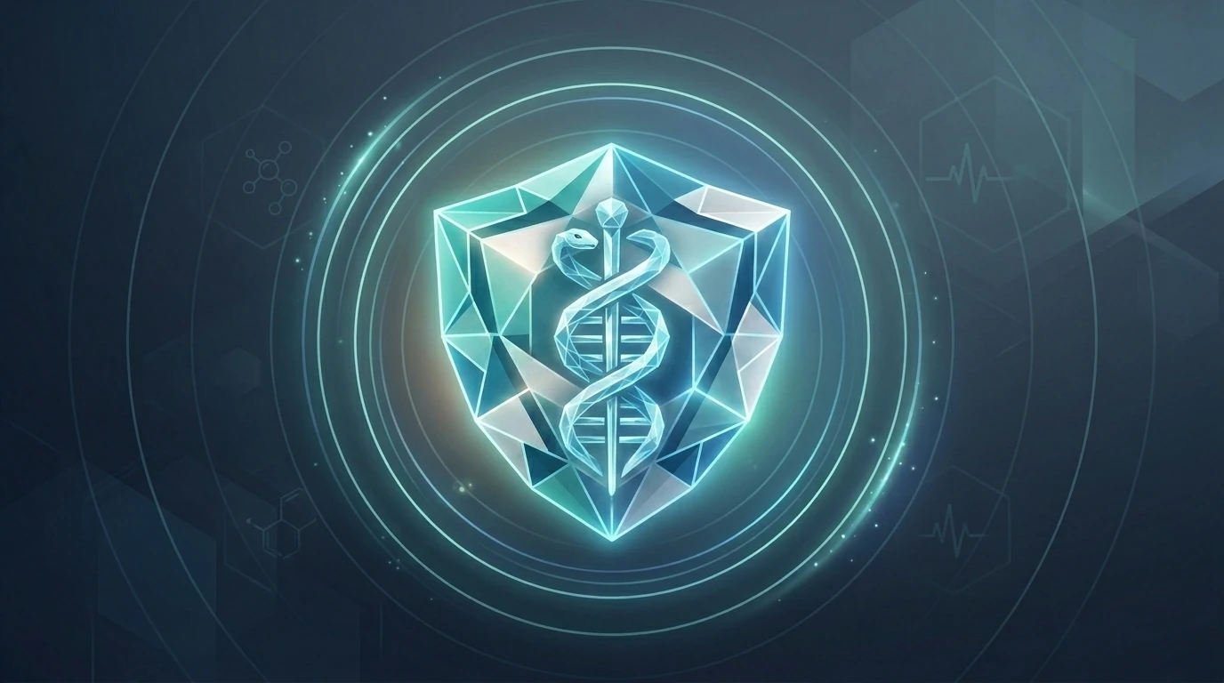 درع هندسي مضيء يرمز لحماية السرية الطبية في الصحة النفسية