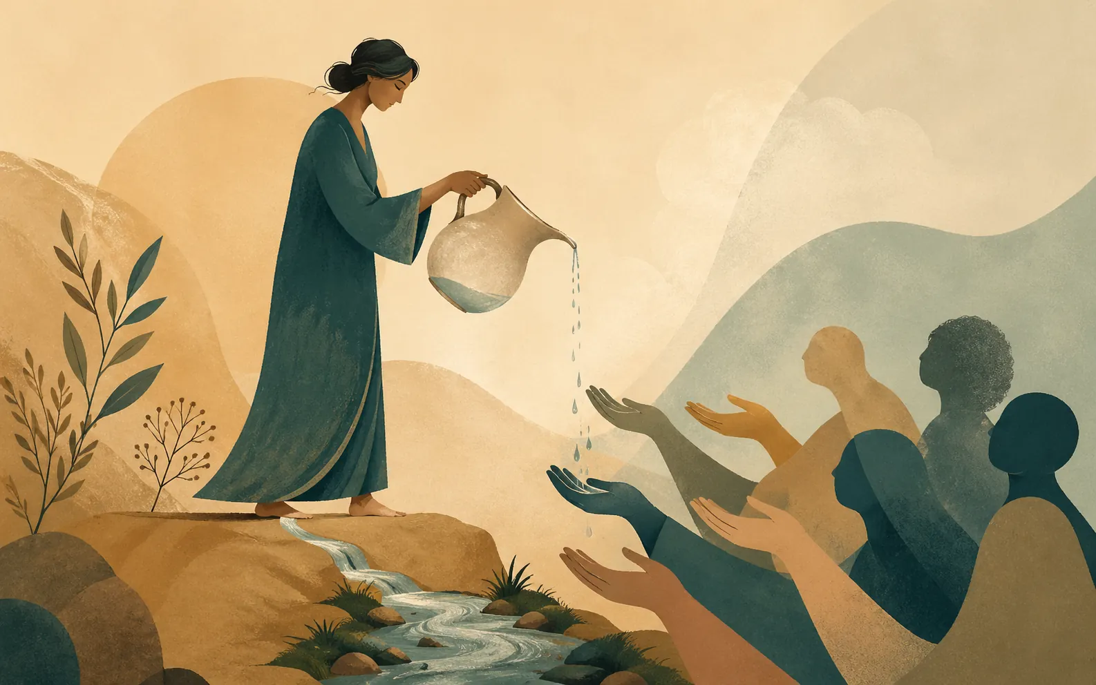 Caregiver sitting alone in a dim warm room with a cup of tea after a long day of helping others