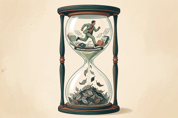 an hourglass resembling workaholism