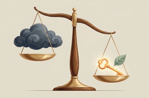 black cloud representing guild and a golden key representing positive change