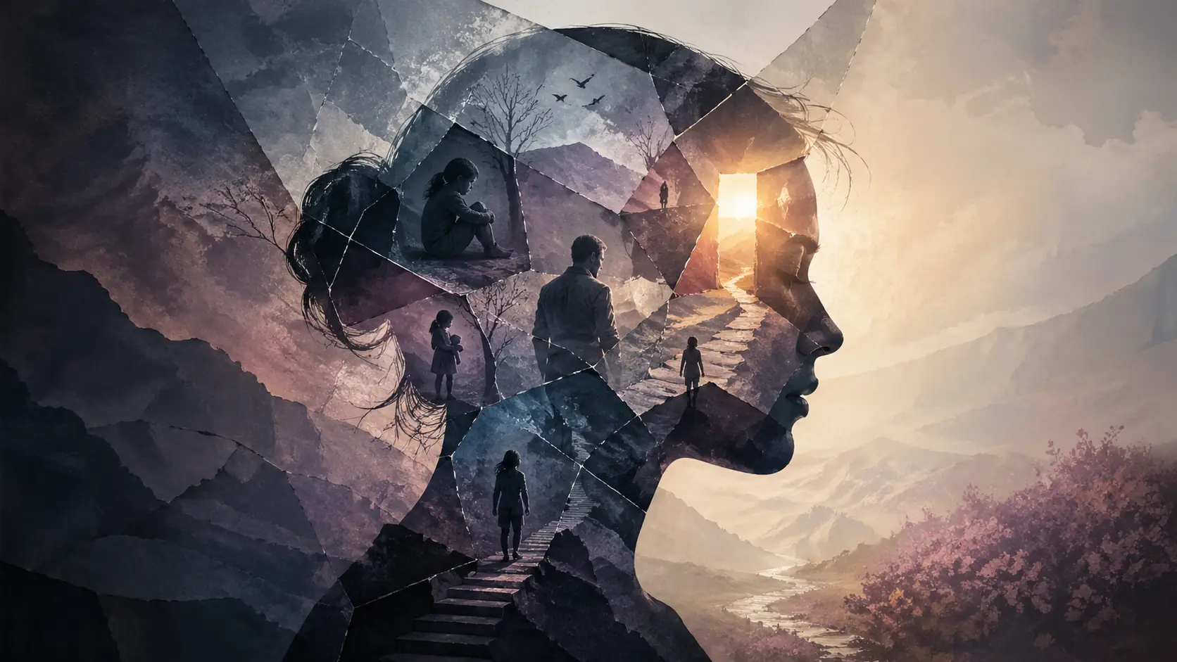 a woman appears to be suffering from multiple psychological traumas