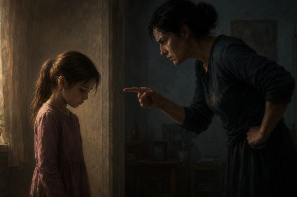 a mother scolding her daughter representing the mother wound