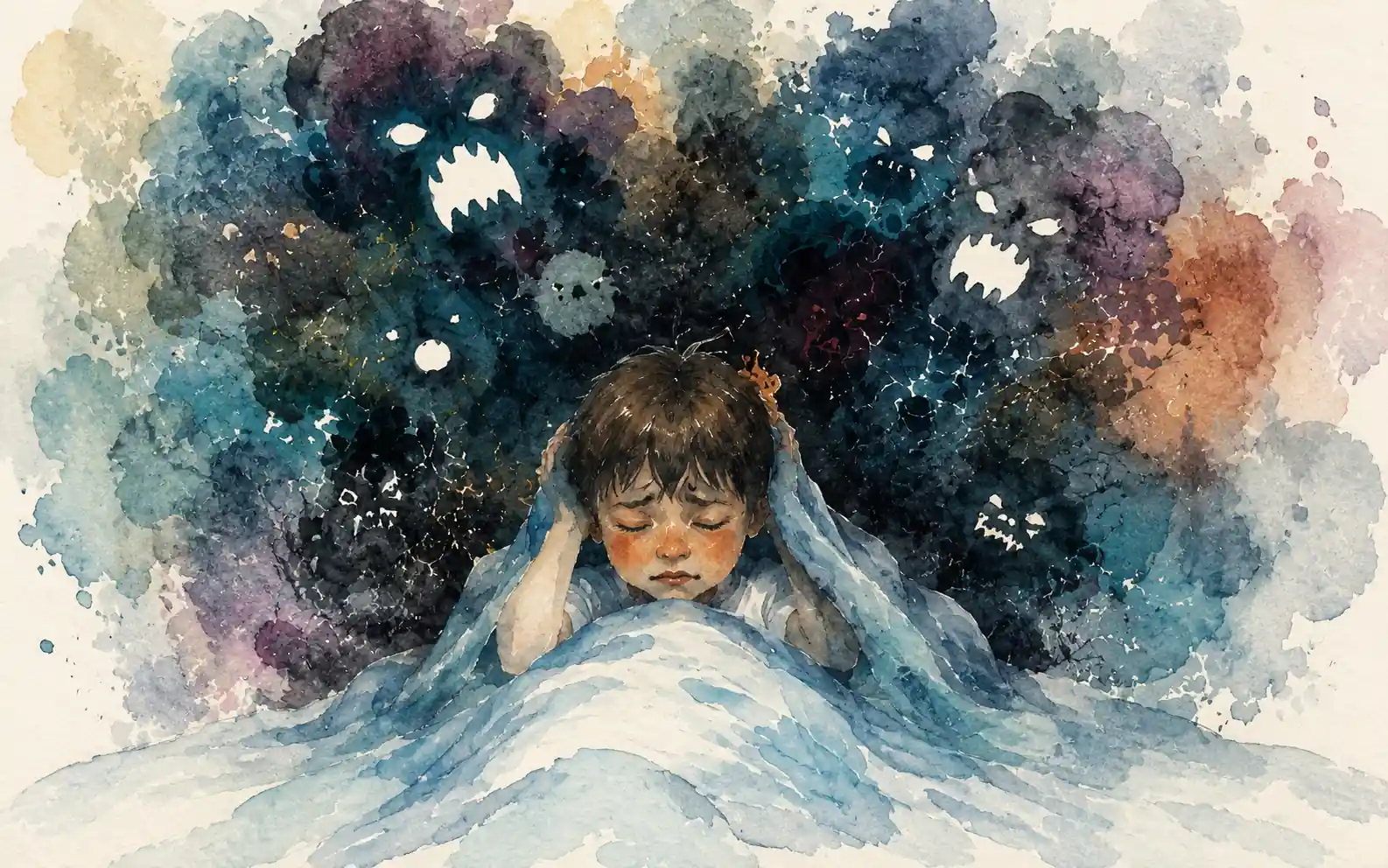 a child suffering from nightmares at night