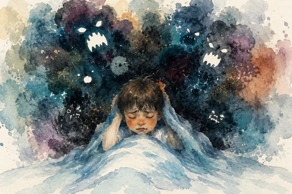 a child suffering from nightmares at night