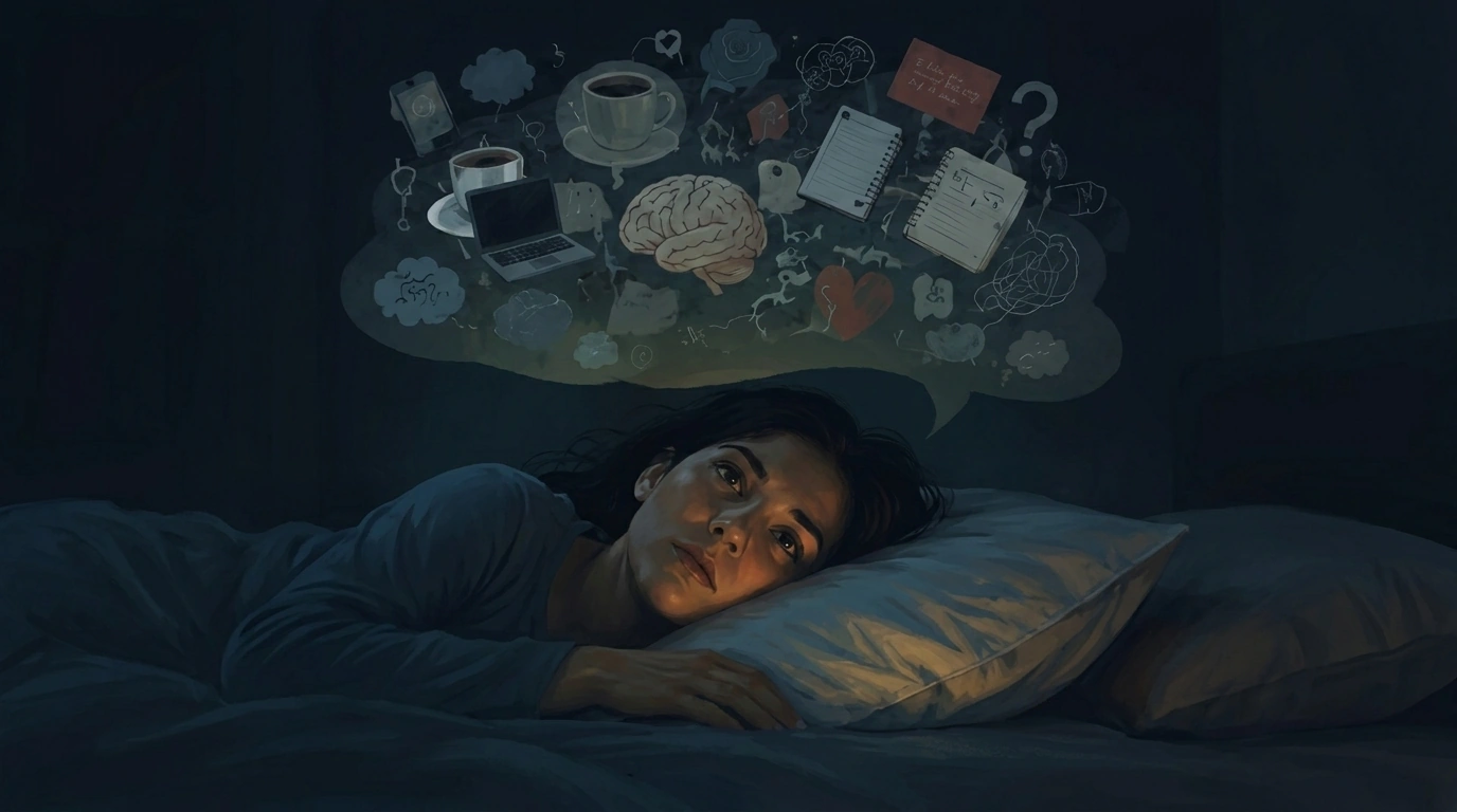 a person who can't sleep at night from overthinking