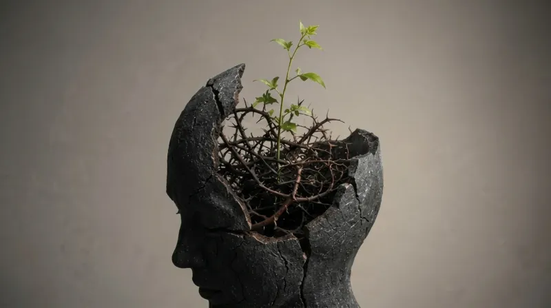 a figure statue with an apparent tangled mind