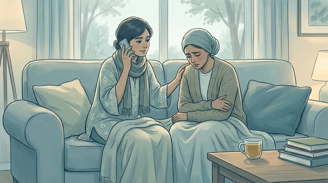 a patient seeking help from her friend about her suicidal thoughts