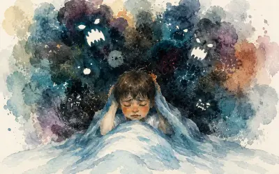 a child suffering from nightmares at night