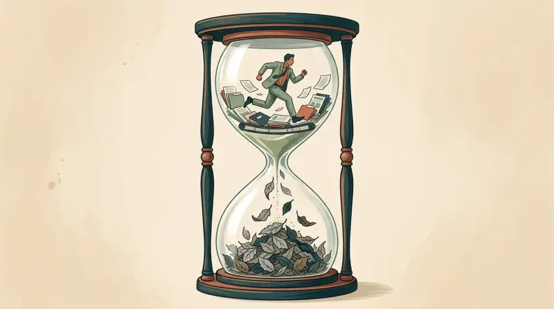 an hourglass resembling workaholism