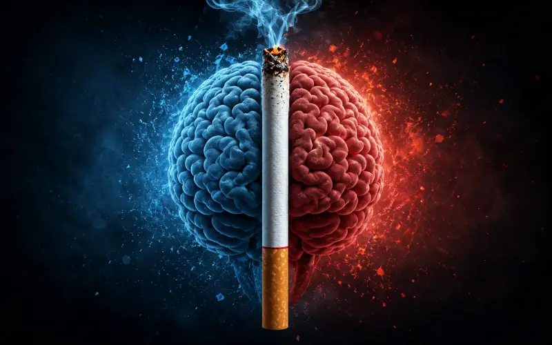 image of a cigarette damaging a brain