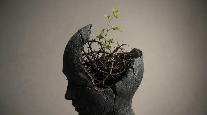 a figure statue with an apparent tangled mind