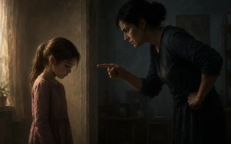 a mother scolding her daughter representing the mother wound