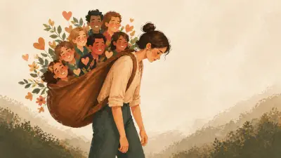 Exhausted person carrying a bag full of people resembling psychological burden