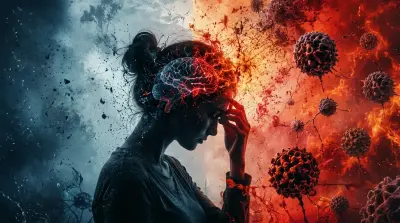 Woman  feeling unwell with a red glow representing chronic inflammation