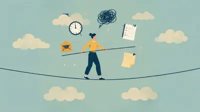 Person balancing tasks on a tightrope, illustrating ADHD challenges and daily focus management.