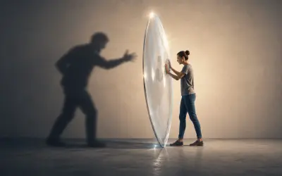 a person is shielding herself from her toxic partner